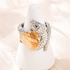 Snake Natural Yellow Quartz Open Cuff Rings RJEW-K286-10P-01-3