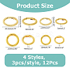 12Pcs 4 Styles Rack Plating Brass Spring Gate Rings KK-HS0001-66-2
