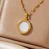 Fashionable Brass Clear Cubic Zirconia Flat Round Pendant Necklaces Women's Versatile Accessory MS7483-1-1