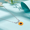 Sunflower Resin Pendant Necklaces NJEW-LP0001-82-3