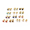 Gemstone Half Round Stud Earrings EJEW-P220-02G-1