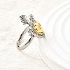 Brass Micro Pave Cubic Zirconia Cuff Rings for Women RJEW-F184-01B-GP-4