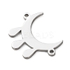 304 Stainless Steel Moon with Drop Links Connector Charms STAS-D202-11P-2