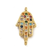Rack Plating Brass Micro Pave Cubic Zirconia Palm Connector Charms KK-C074-41G-1