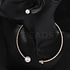 Round Plastic Imitation Pearl Stud Earrings & Heart Cubic Zirconia Rhinestone Cuff Choker Necklaces Sets SJEW-U003-10G-2
