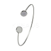 304 Stainless Steel Cuff Blank Bangle Bases with Flat Round Tray STAS-Z088-02P-1