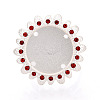 Adjustable Flower Alloy & Iron Rhinestone Bezel Cup Ring Base with Rotatable Tray MAK-T012-09S-2