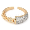 Chain Style Brass Micro Pave Clear Cubic Zirconia Open Cuff Ring for Women RJEW-Q819-06G-2
