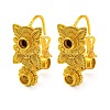 Flower Brass Earring Hooks with Round Tray KK-G502-24G-1
