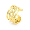 304 Stainless Steel Oval Curb Chain Wide Open Cuff Rings for Women RJEW-G321-16G-1