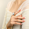 Fashionable 304 Stainless Steel & Glass Finger Rings for Women FS-WG90577-01-1