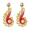 Glass Seed Bead & Glass Pearl Bead Conch Dangle Stud Earrings Set for Women EJEW-MZ00269-3