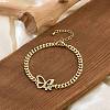 Brass Micro Pave Clear Cubic Zirconia Link Bracelets BJEW-Z082-03G-01-1