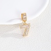 Brass Clear Cubic Zirconia European Dangle Charms LS-KK-R003-01G-07-1