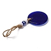 Flat Round with Evil Eye Lampwork Pendant Decoration HJEW-Z005-01D-3