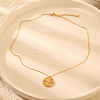 Stylish 304 Stainless Steel Crystal Rhinestone Flat Round with Tree Pendant Necklaces for Women LJ7158-2-3