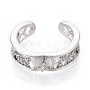 Brass Micro Pave Clear Cubic Zirconia Cuff Ring Settings KK-T076-59P-2