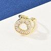 Brass Micro Pave Cubic Zirconia Cuff Rings for Women RJEW-F186-06G-4