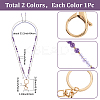 2Pcs Natural Amethyst & Rose Quartz & Glass Beaded Chains for ID Card Holder Lanyard Neck Strap HJEW-SC00149-2
