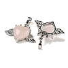 Natural Rose Quartz with Clear Cubic Zirconia Pendants G-G133-02P-26-2