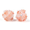 Polymer Clay Rhinestone Beads with Embossed Resin Roses RESI-T059-04J-2