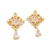 Brass Micro Pave Clear Cubic Zirconia Pendants KK-G492-02G-1