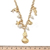 Ocean 304 Stainless Steel & Plastic Pearl Dolphin Starfish Shell Shape Pendant Necklaces for Women NJEW-G180-02G-3