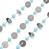 Handmade Brass & Glass Bead Flat Round Chains CHC-L051-06P-01-1