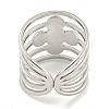 Non-Tarnish 304 Stainless Steel Cross Wide Open Cuff Ring Components RJEW-A043-06P-3