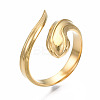 304 Stainless Steel Snake Wrap Open Cuff Ring for Women RJEW-T023-78G-3
