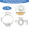 1Pc 925 Sterling Silver Prong Ring Settings STER-BBC0008-59-2