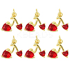 6Pcs Brass Micro Pave Clear Cubic Zirconia Pendants KK-SC0006-90-1