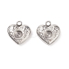 304 Stainless Steel Heart Charms Rhinestone Settings STAS-E083-13P-1