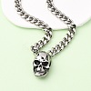 304 Stainless Steel Skull Pendant Cuban Link Chain Necklaces NJEW-C099-06AS-2