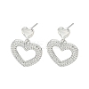 Heart Rack Plating Brass Micro Pave Cubic Zirconia Dangle Stud Earrings EJEW-F331-24P-1