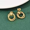 304 Stainless Steel Textured Ring Stud Earrings EJEW-P324-04G-2