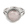 Natural Rose Quartz Round Adjustable Rings RJEW-K271-02P-02-2