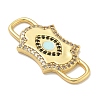 Rack Plating Brass Micro Pave Clear & Black Cubic Zirconia Eye Mask Connector Charms KK-L224-066G-2