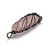 Natural Rose Quartz Big Wire Wrapped Pointed Pendants G-T133-R02G-3