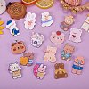 15Pcs 15 Style Bear & Rabbit Brooch Pins JEWB-SZ0001-35-5
