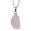 Natural Rose Quartz Nugget Pendant Necklaces NJEW-JN04507-02-4