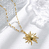 304 Stainless Steel with ABS Imitation Pearl Sun Pendant Necklaces LS-NJEW-Z107-01G-1