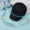 8Pcs 8 Styles Synthetic Turquoise Cross & Natural Trochid Shell & Natural Turquoise & Aluminum & 304 Stainless Steel Baseball Cap Chain HJEW-SC0002-39-3