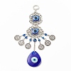 Teardrop Glass Turkish Blue Evil Eye Pendant Decoration LS-HJEW-I008-03AS-1