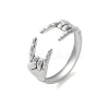 304 Stainless Steel Rock & Roll Hand Gesture Cuff Rings for Women Men LS-RJEW-B118-02P-4