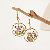 Alloy Epoxy Dried Flower Dangle Earrings FS-WGABF6D-08-1