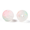 Frosted Baking Paint Crackle Glass Beads with Glitter Powder X1-DGLA-T004-01F-2