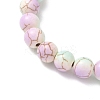 Baking Paint Synthetic Turquoise Round & Cross Beads Stretch Bracelets for Men Women BJEW-JB12339-02-4