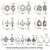 60Pcs 10 Styles Tibetan Style Alloy Cabochon Connector Settings TIBE-CJ0001-14-2