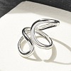 304 Stainless Steel Open Cuff Ring for Women X-RJEW-M025-02P-2